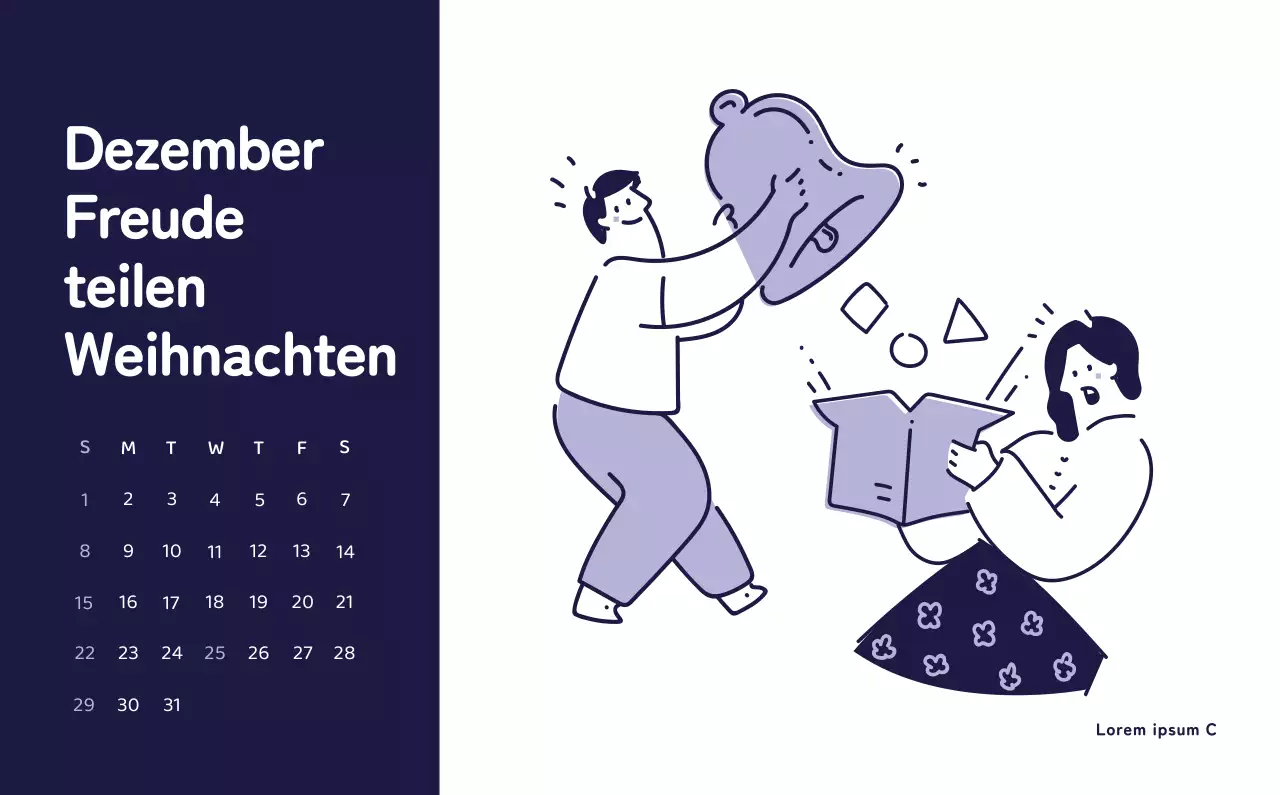 Ein Kalender mit farbenfrohen und emotionalen Illustrationen