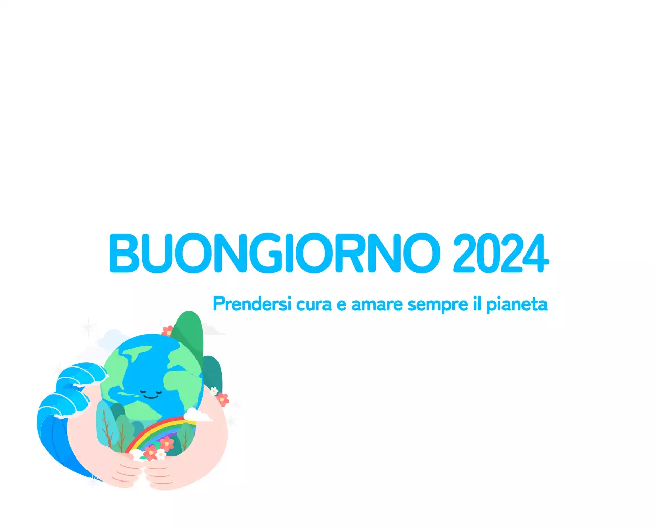 Celebrazione delle festività natalizie con illustrazioni colorate di persone e del pianeta.