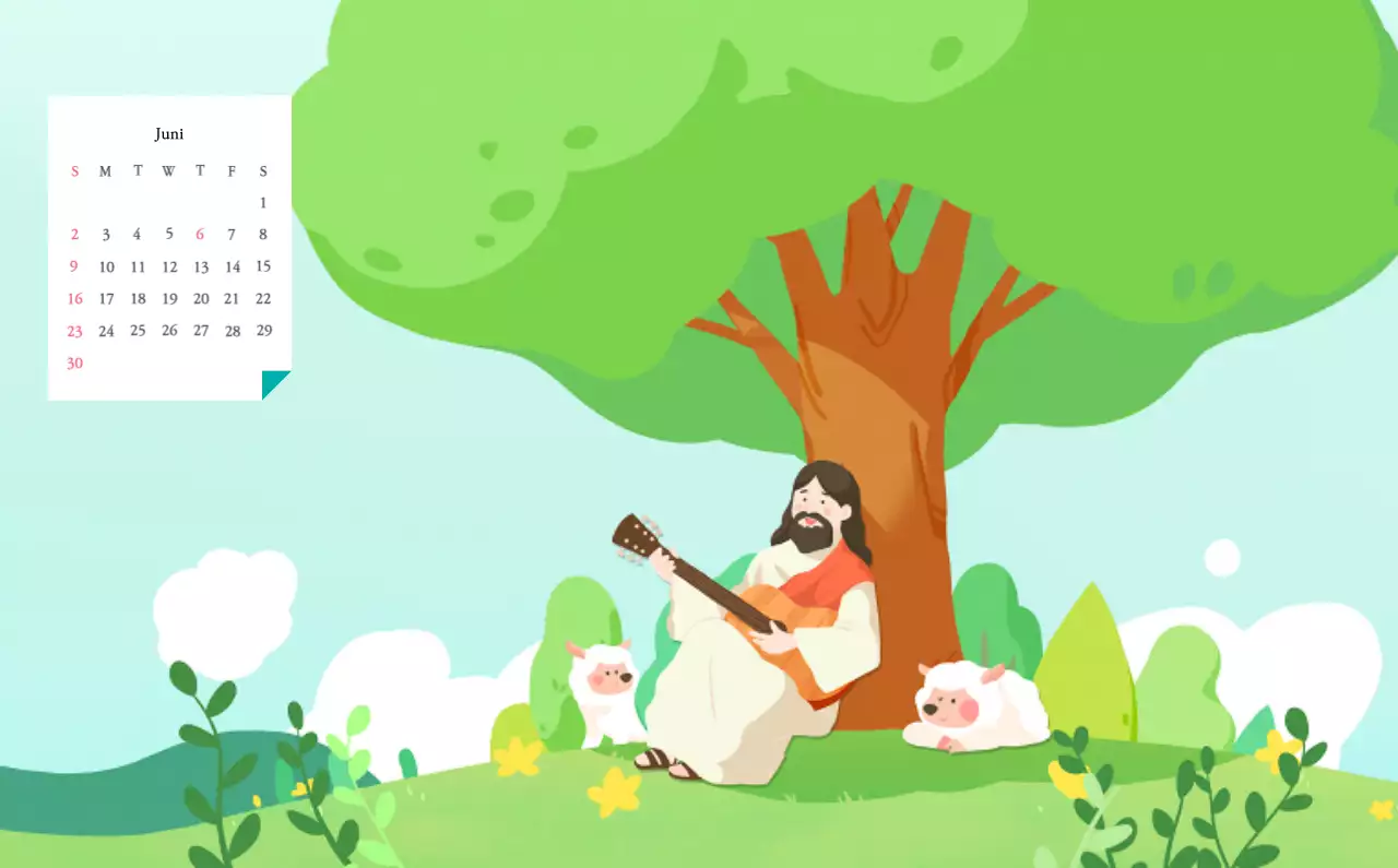 Warme FarbenKirchen mit niedlichen Illustrationen