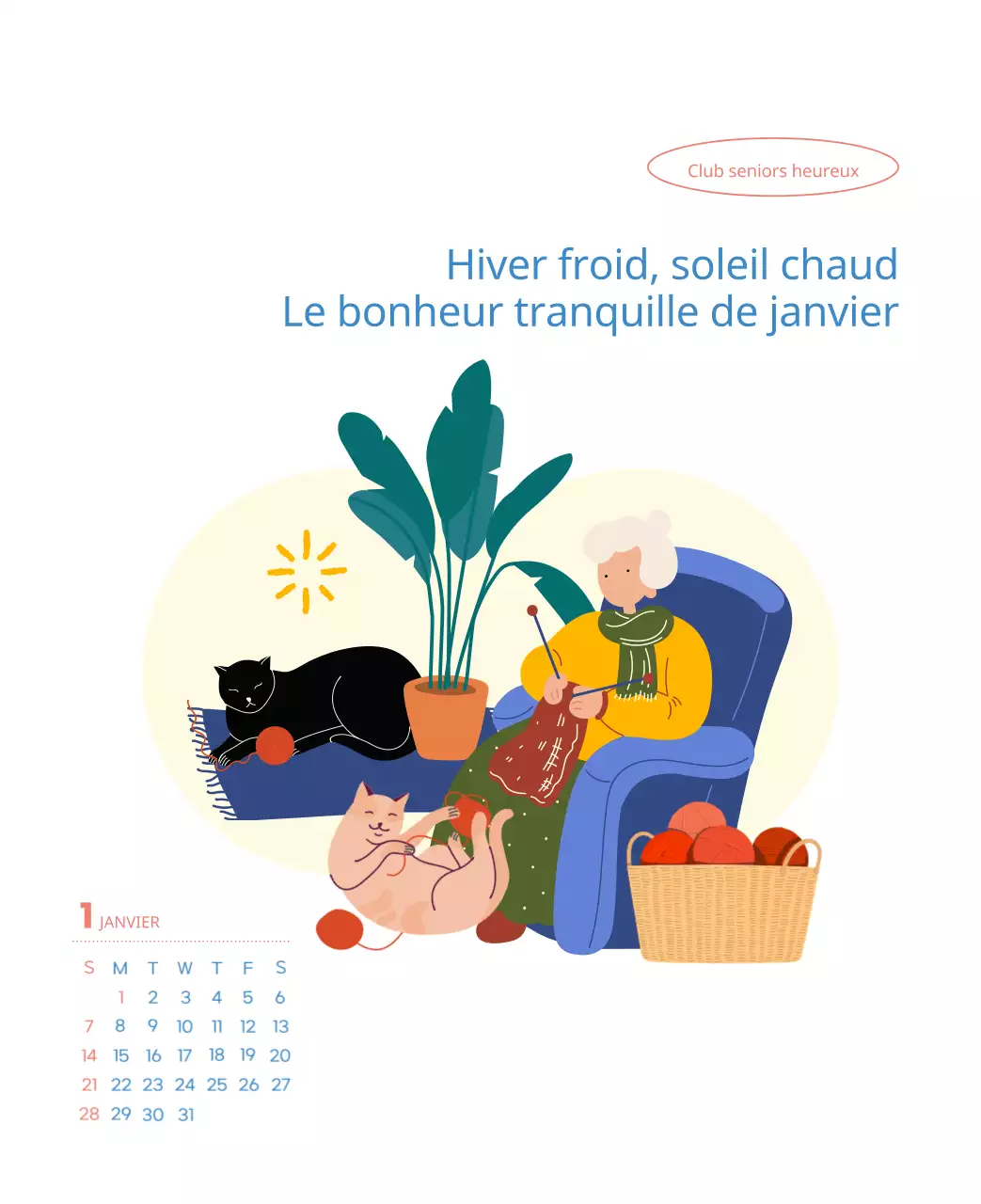 Calendrier de travail avec de belles illustrations
