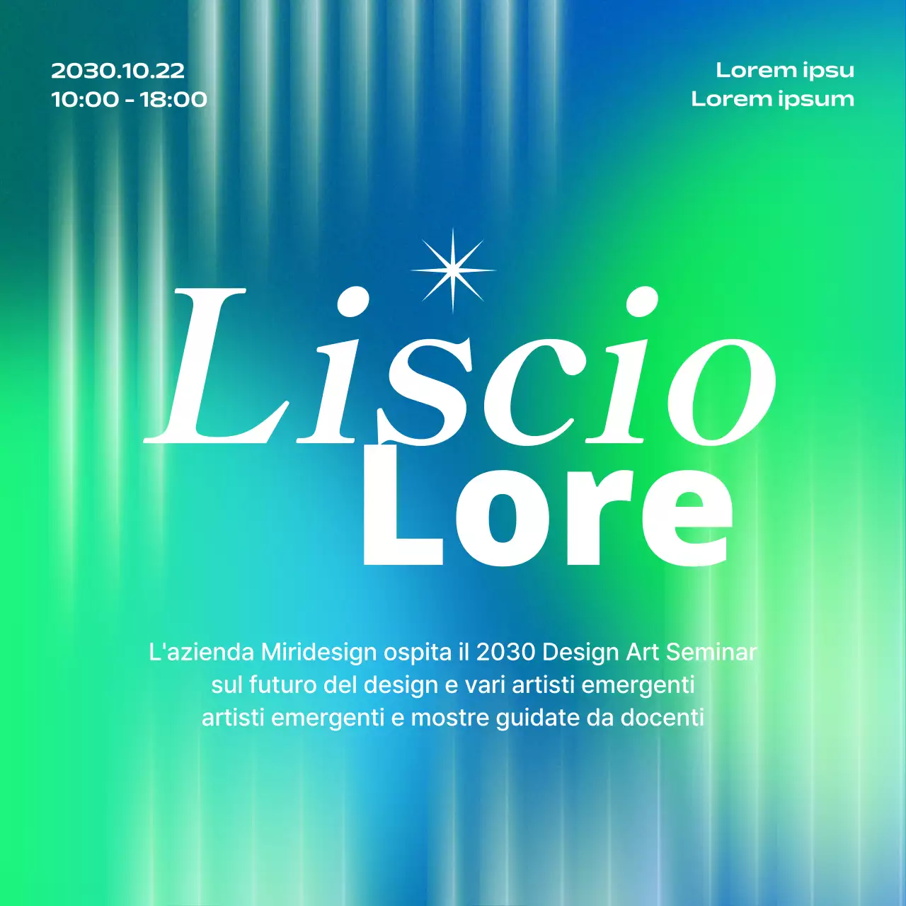 Promozione di seminari d'arte in blu e chartreuse cibernetico