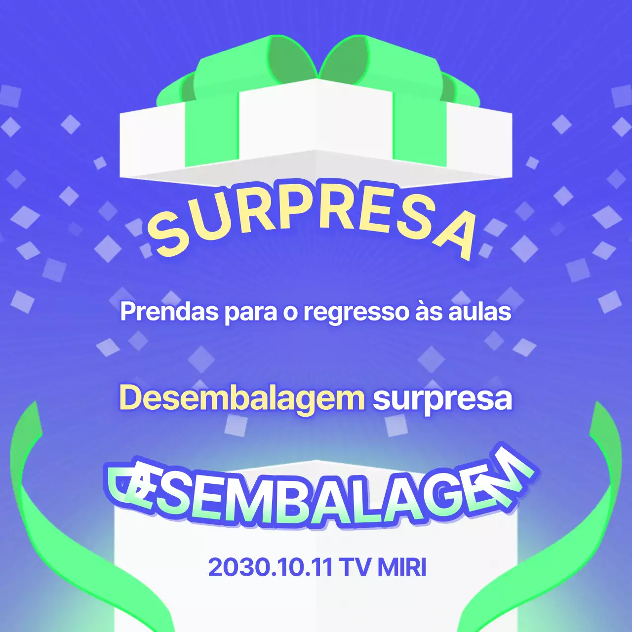 Promover o desempacotamento de prendas giras em chartreuse e roxo