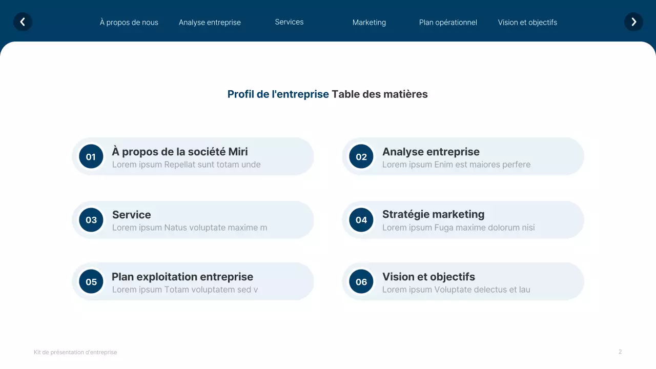 Site web simple, blanc et bleu marine, profil de l'entreprise
