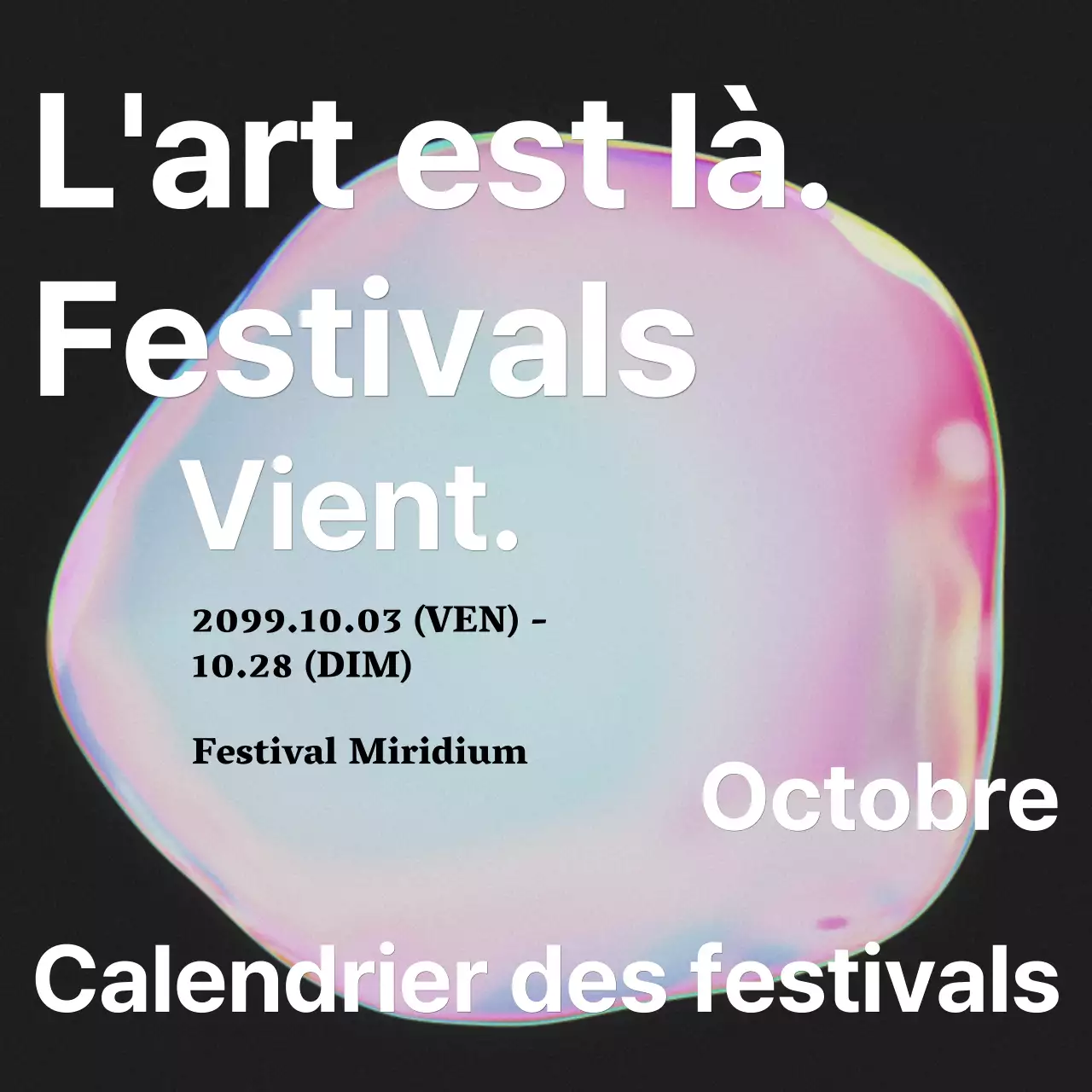 Annonce d'un festival d'art kitsch avec un arc-en-ciel de couleurs roses