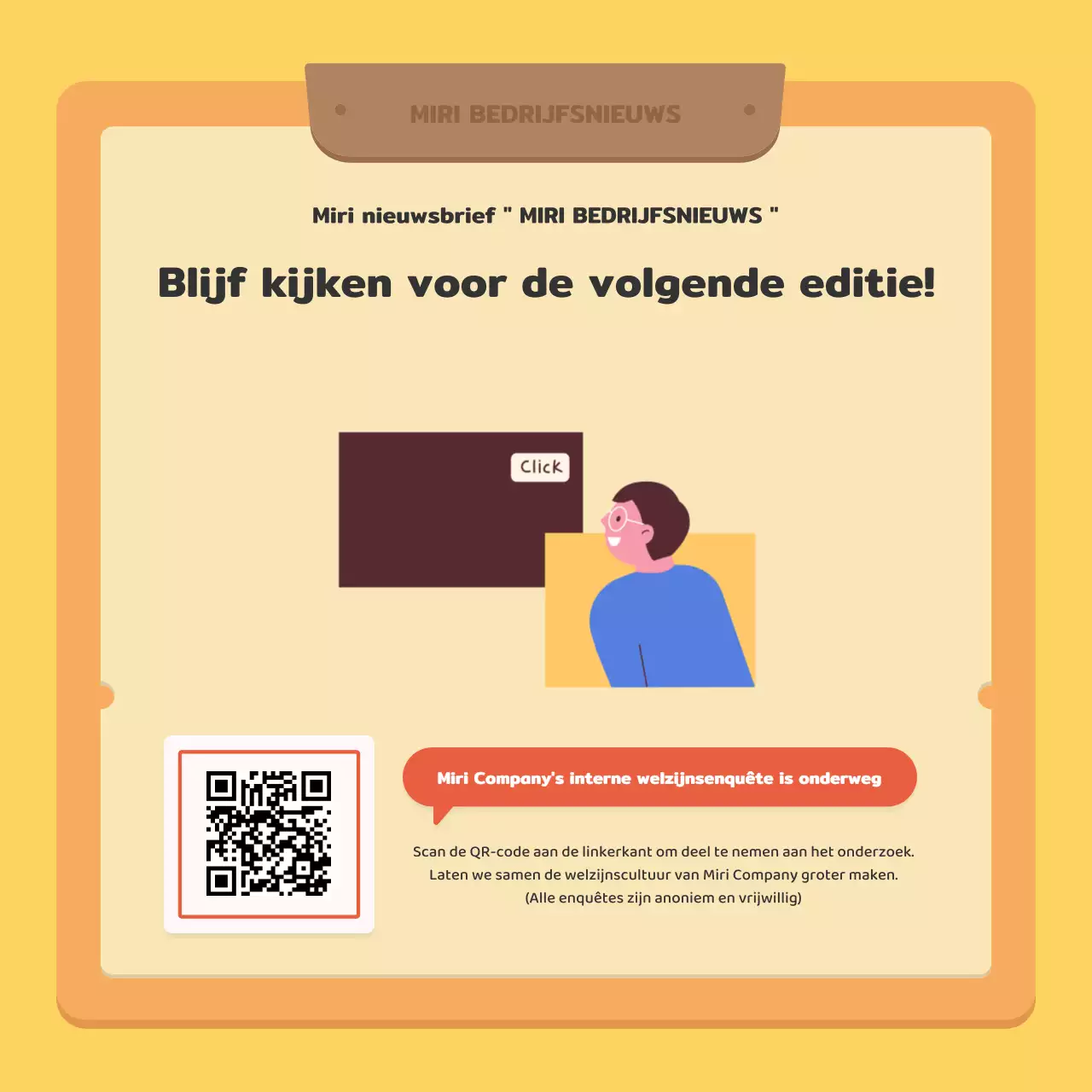 Een kitscherige zakelijke nieuwsbrief in rood en geel