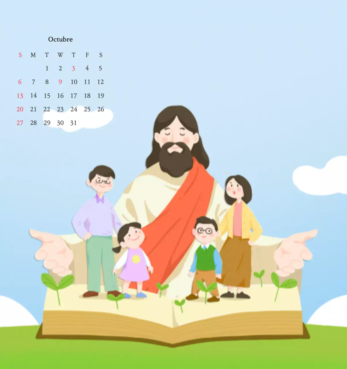 Iglesias con simpáticas ilustraciones en colores cálidos