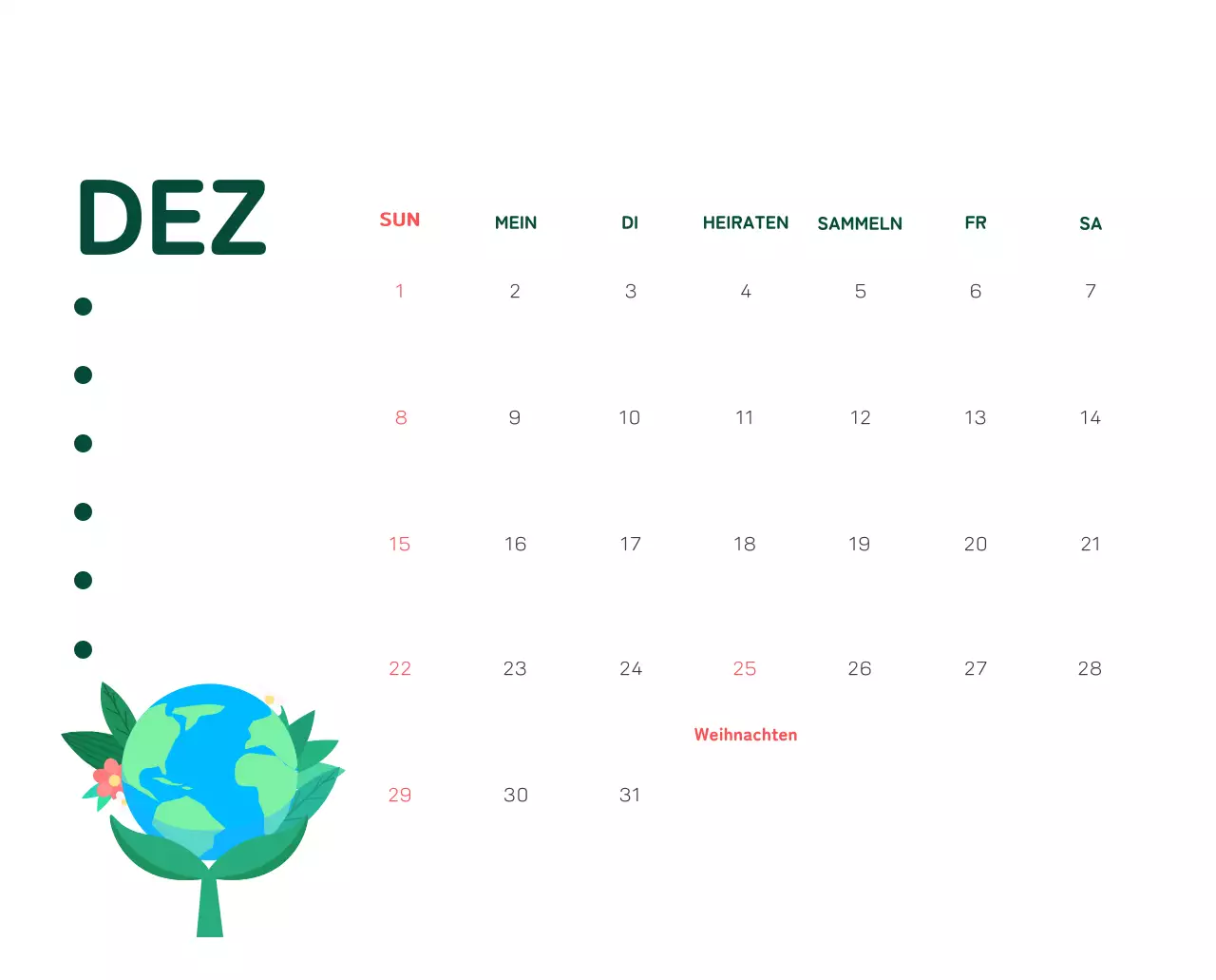 Mit farbenfrohen Illustrationen von Menschen und dem Planeten wird die Weihnachtszeit gefeiert.