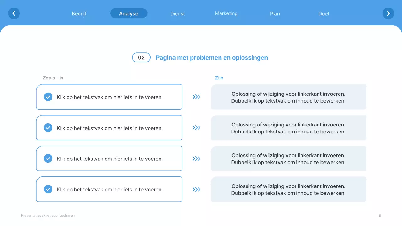Eenvoudige witte en lichtblauwe website bedrijfsprofiel