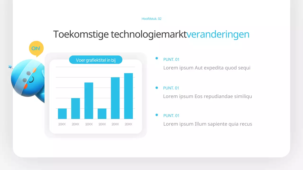 Een kitscherig blauw-geel futuristisch trainingsdek voor technologische prognoses