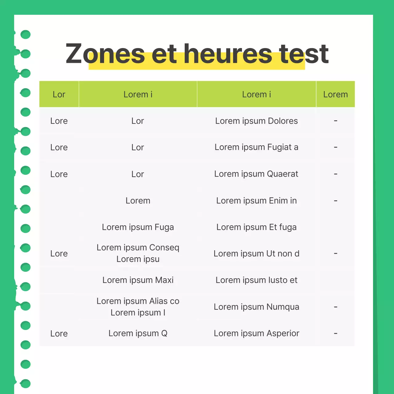 Guide de préparation à un simple test pratique vert et jaune