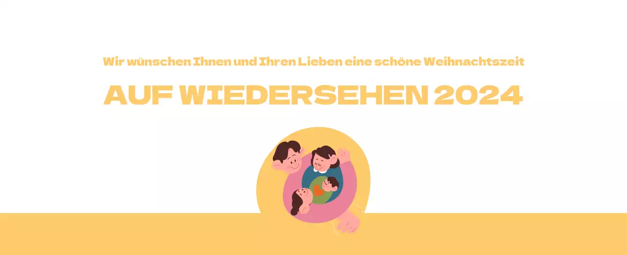 Ein festliches Krankenhaus mit Illustrationen zum Thema Gesundheit und Familie und farbenfrohen Akzenten