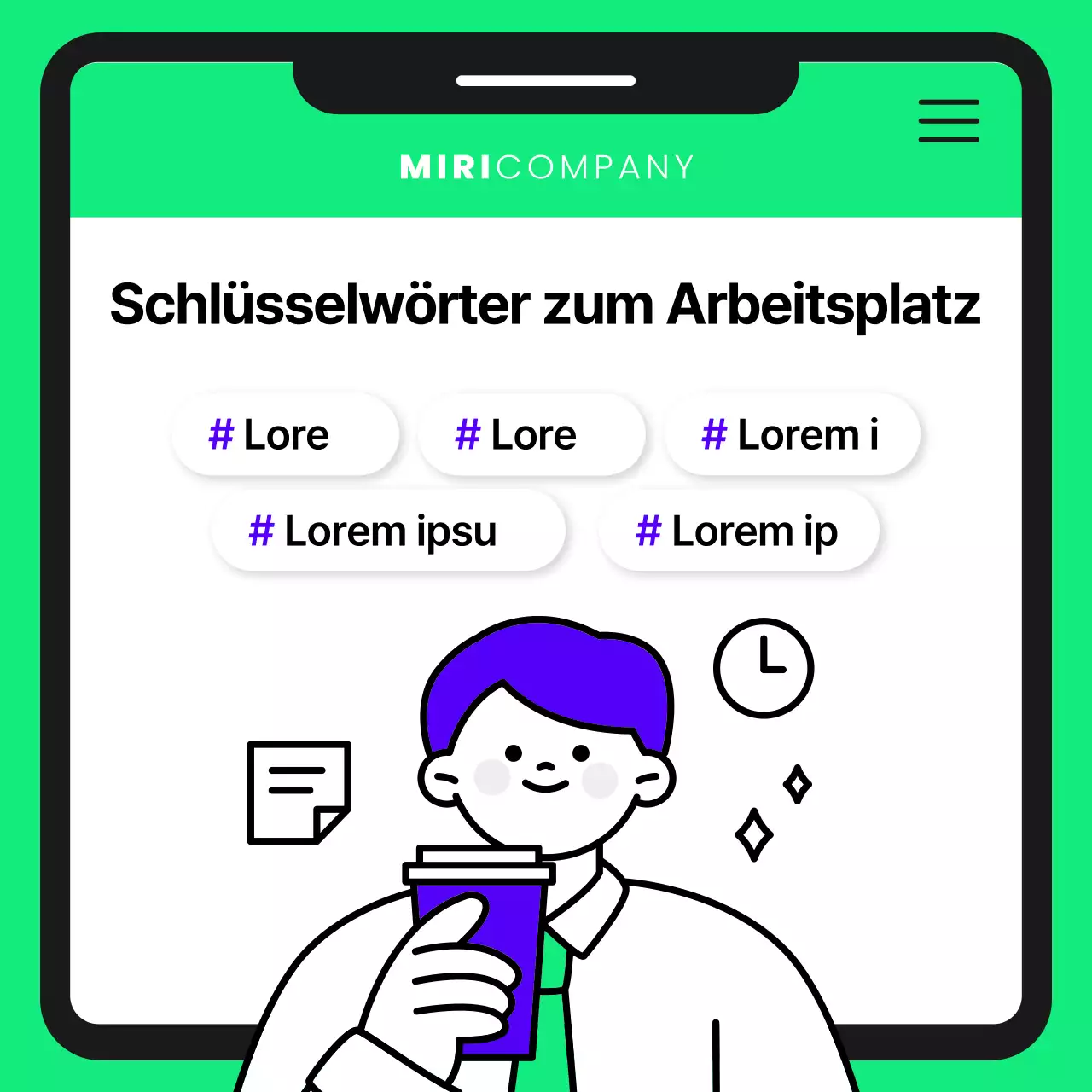 Eine hübsche Designerin in Lila und Chartreuse engagieren