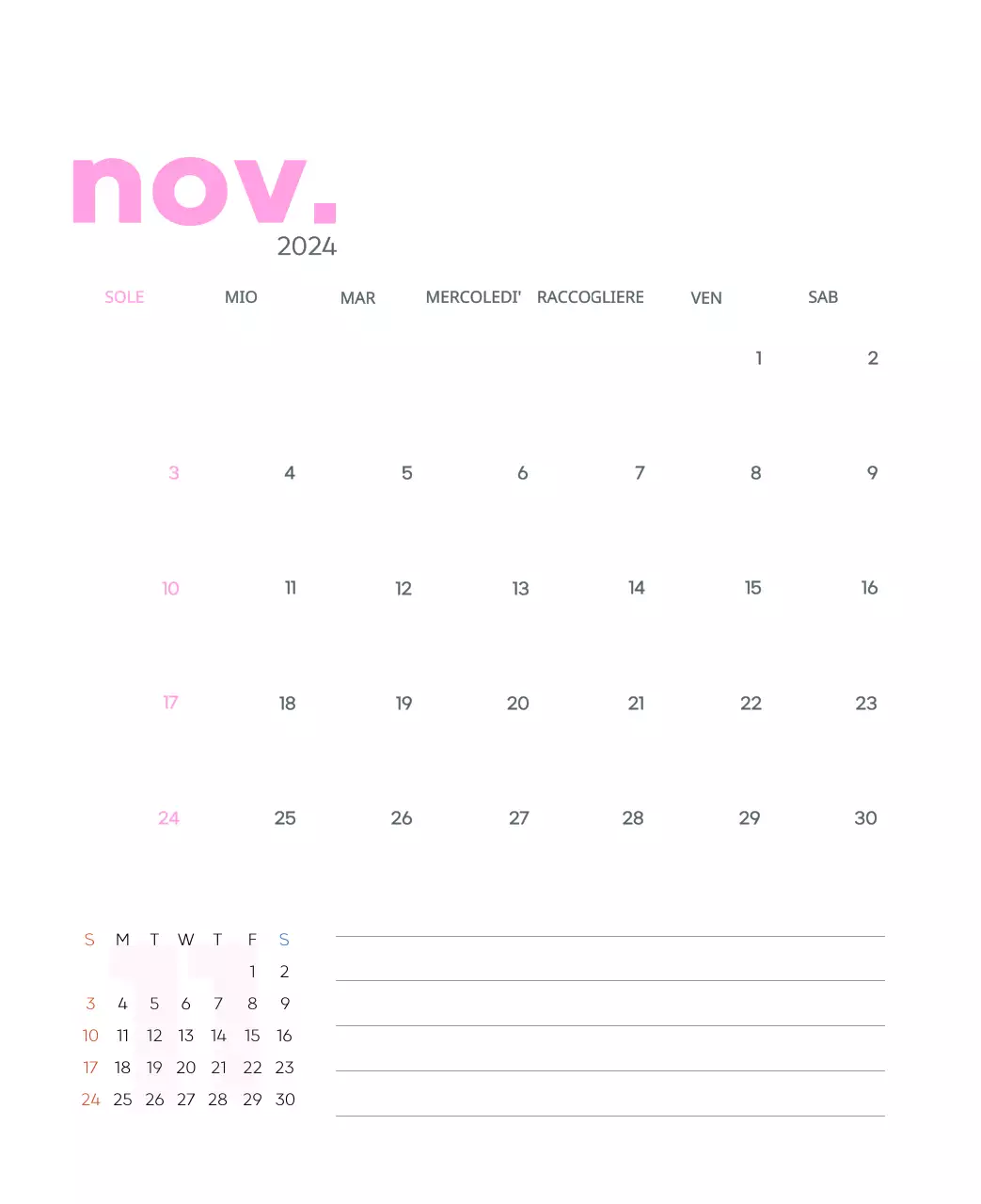 Calendario di lavoro con splendide illustrazioni