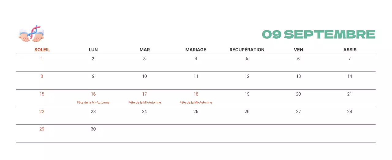 Un hôpital festif avec des illustrations sur le thème de la santé et de la famille et des accents colorés.