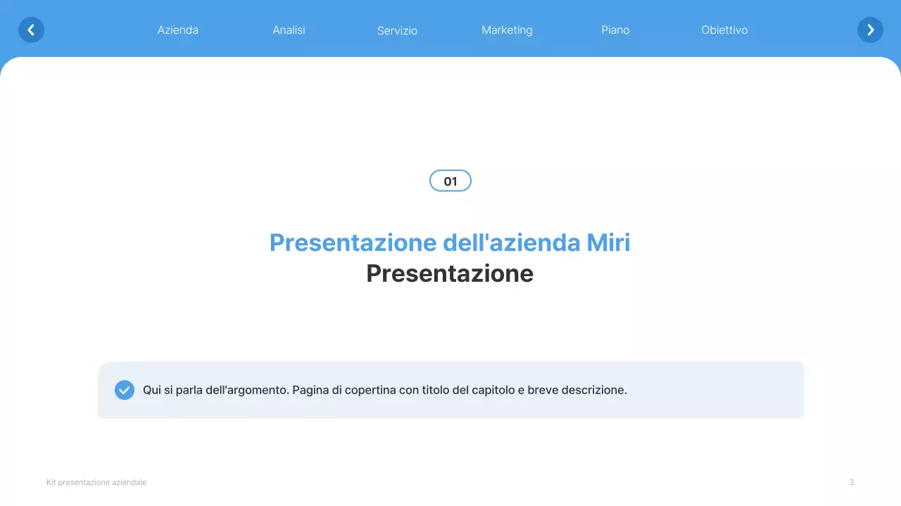 Profilo aziendale semplice in bianco e azzurro