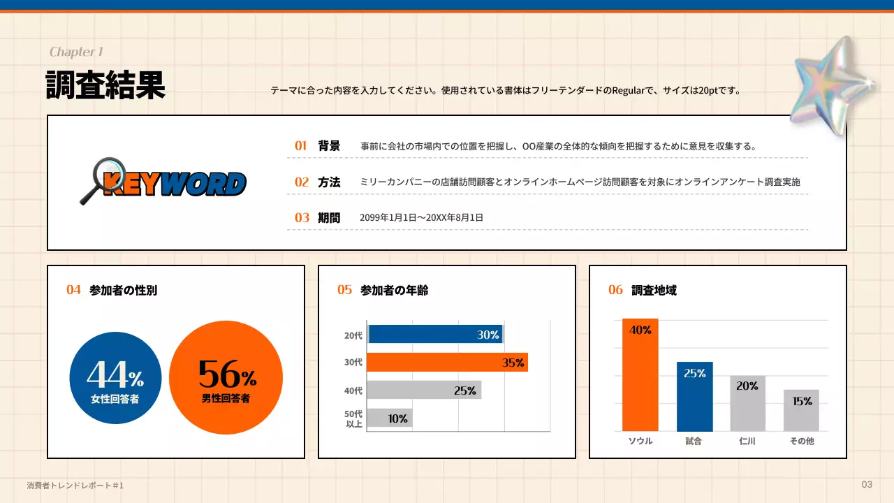 青 ポップ 消費者 報告書 プレゼンテーション