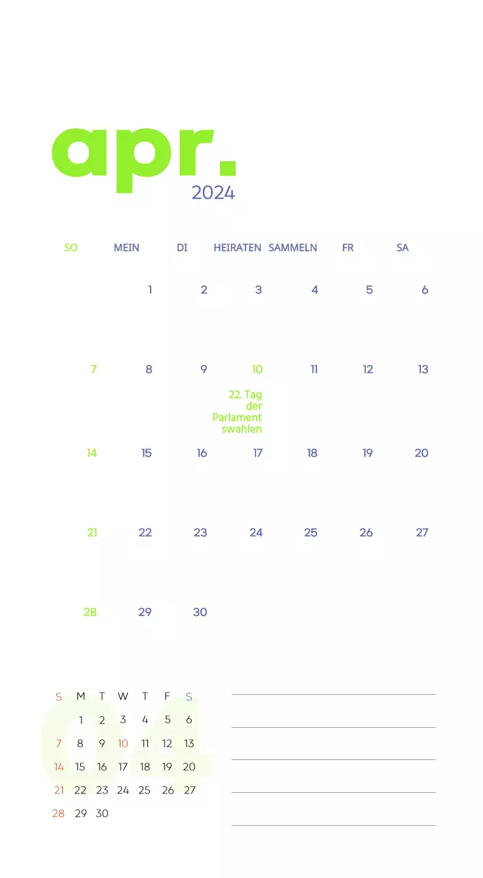 Arbeitskalender mit schönen Illustrationen