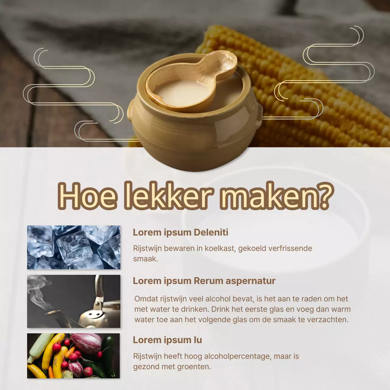 Bevorder het combineren van marineblauw en geel oosters eten met rijstwijn