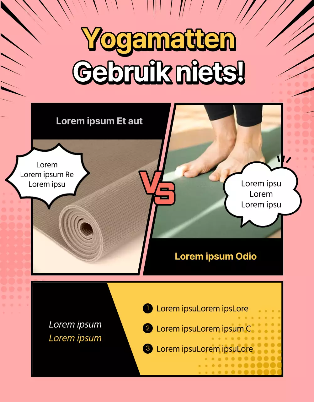 Een roze, kokhalzende yogamat promoten