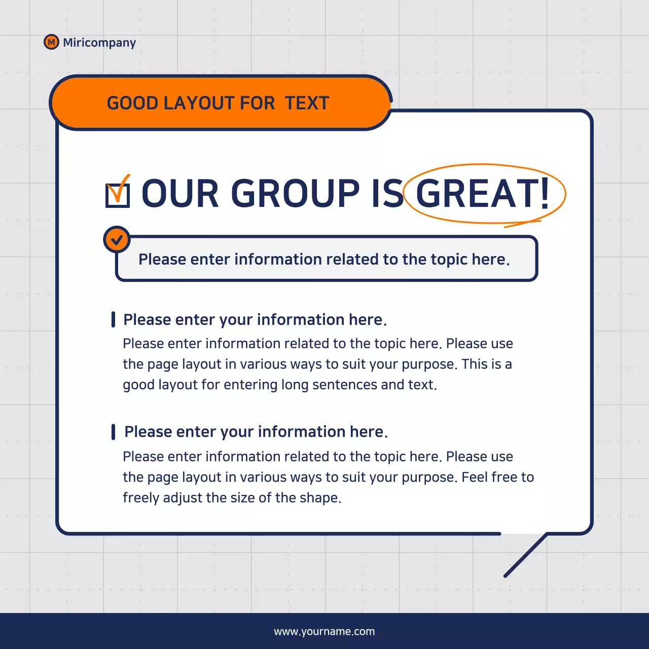 Minimalist business pitch proposal in orange and navy blue