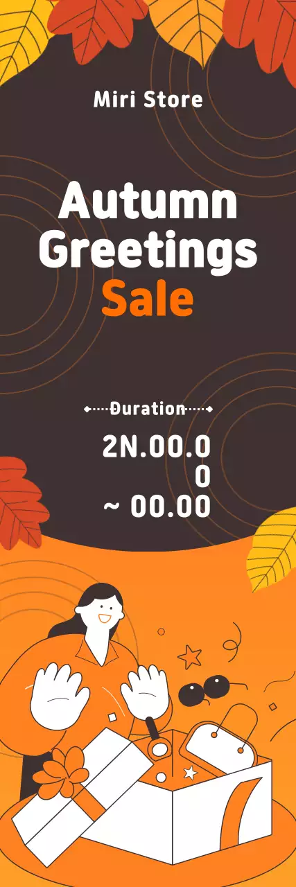 Announcing a fall sale event with a cozy orange and brown vibe