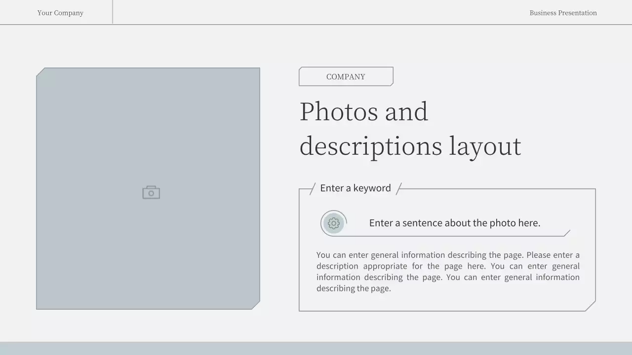 Simple, emotional business report in light blue and white