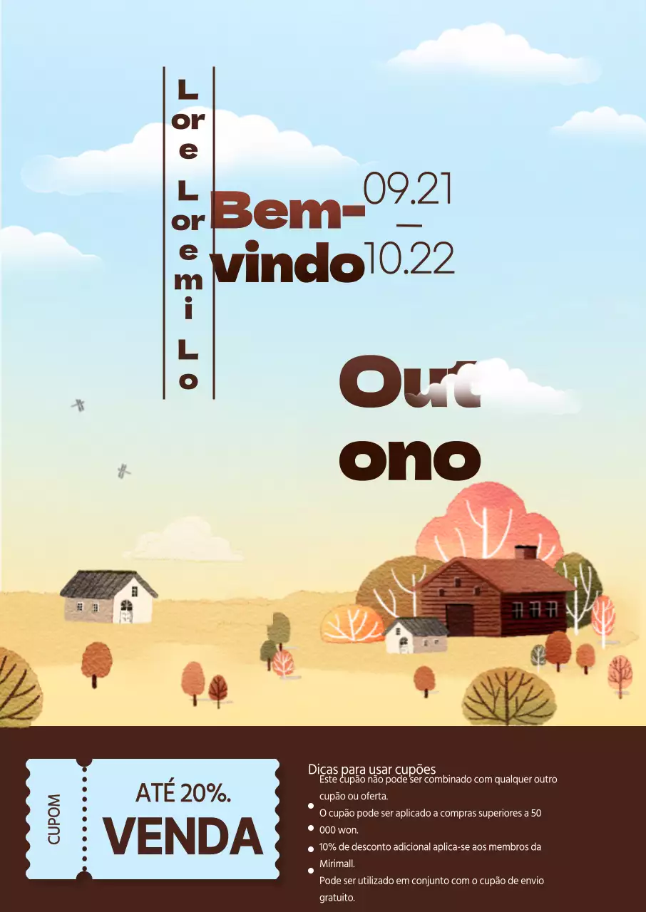 Uma venda de compras de outono com paisagens e tipos de letra outonais acentuados com ilustrações de aguarela bonitas e sentimentais.