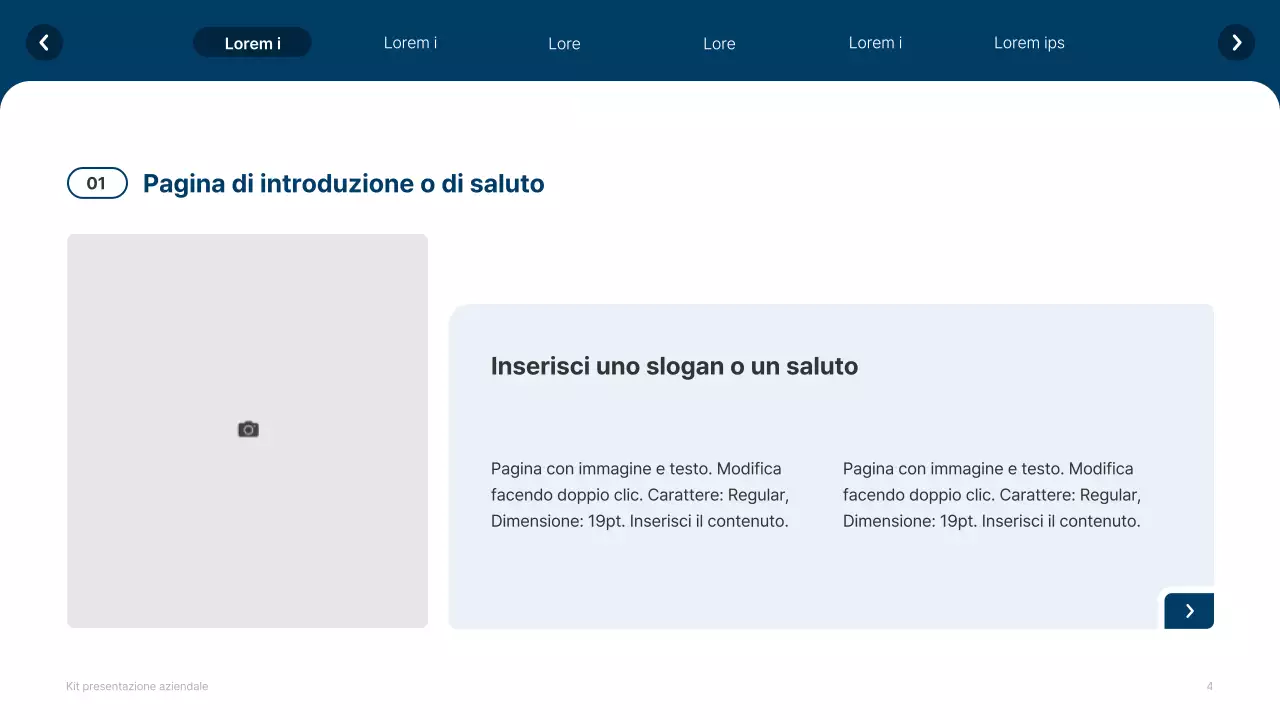 Profilo aziendale semplice in bianco e blu navy