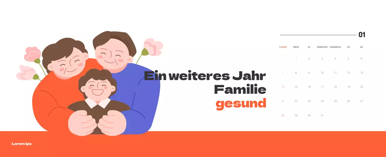 Ein festliches Krankenhaus mit Illustrationen zum Thema Gesundheit und Familie und farbenfrohen Akzenten