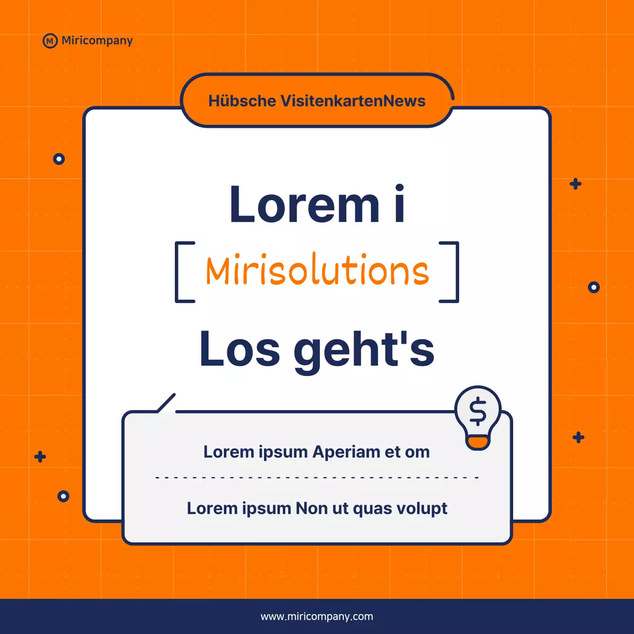 Minimalistischer Vorschlag für ein Geschäftsfeld in Orange und Marineblau