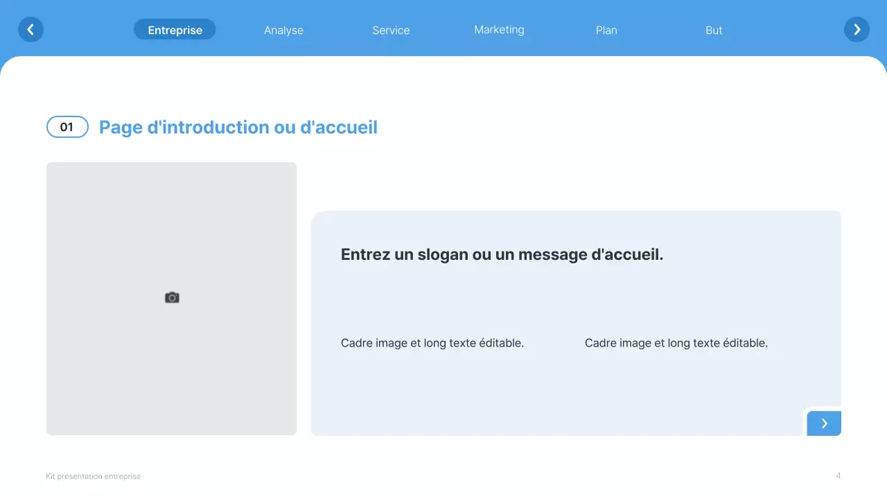 Site web simple, blanc et bleu clair, profil d'entreprise
