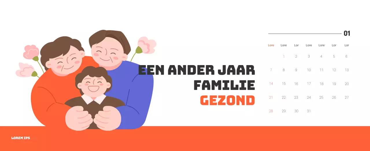 Een feestelijk ziekenhuis met illustraties met gezondheids- en gezinsthema's en kleurrijke accenten