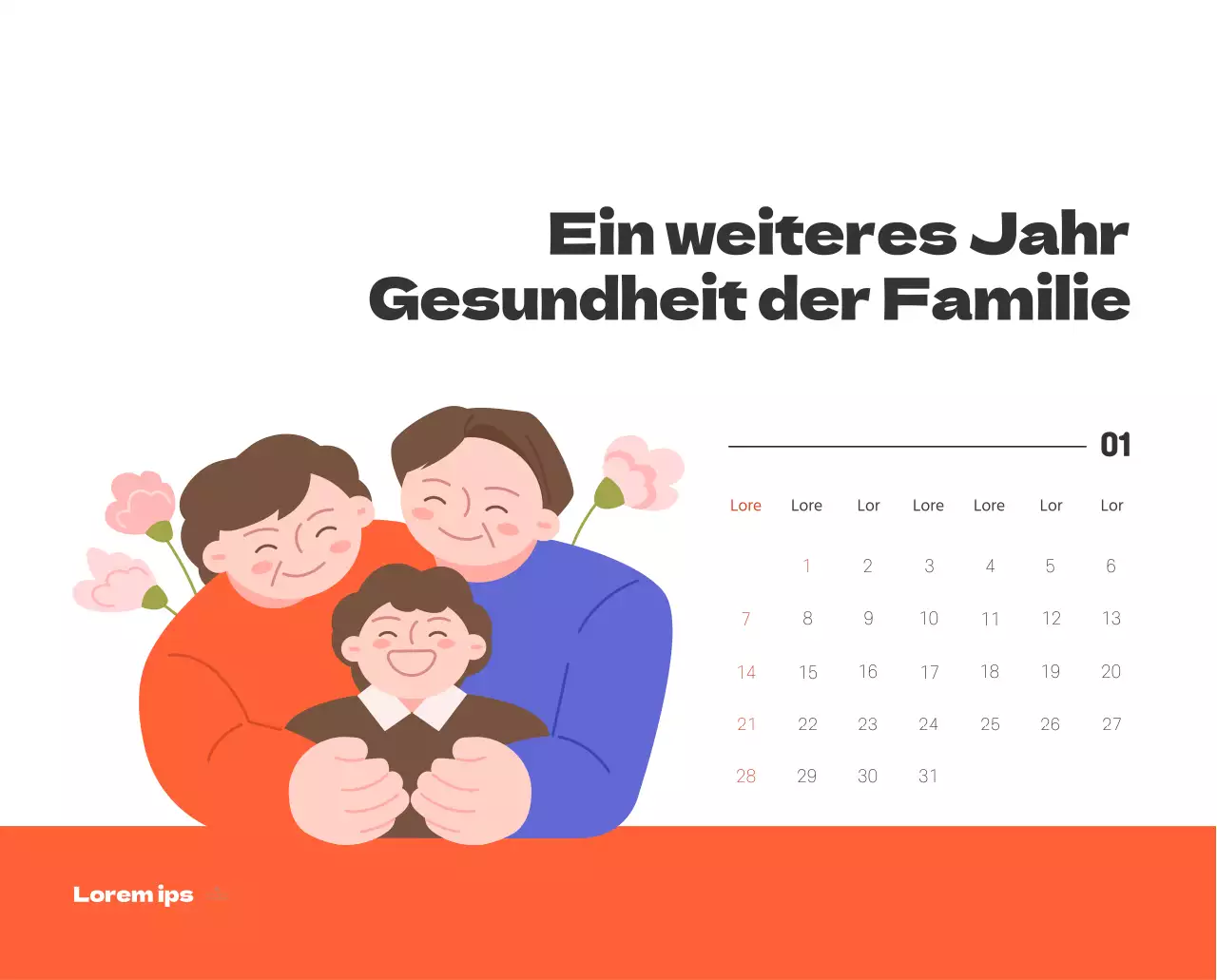 Ein festliches Krankenhaus mit Illustrationen zum Thema Gesundheit und Familie und farbenfrohen Akzenten