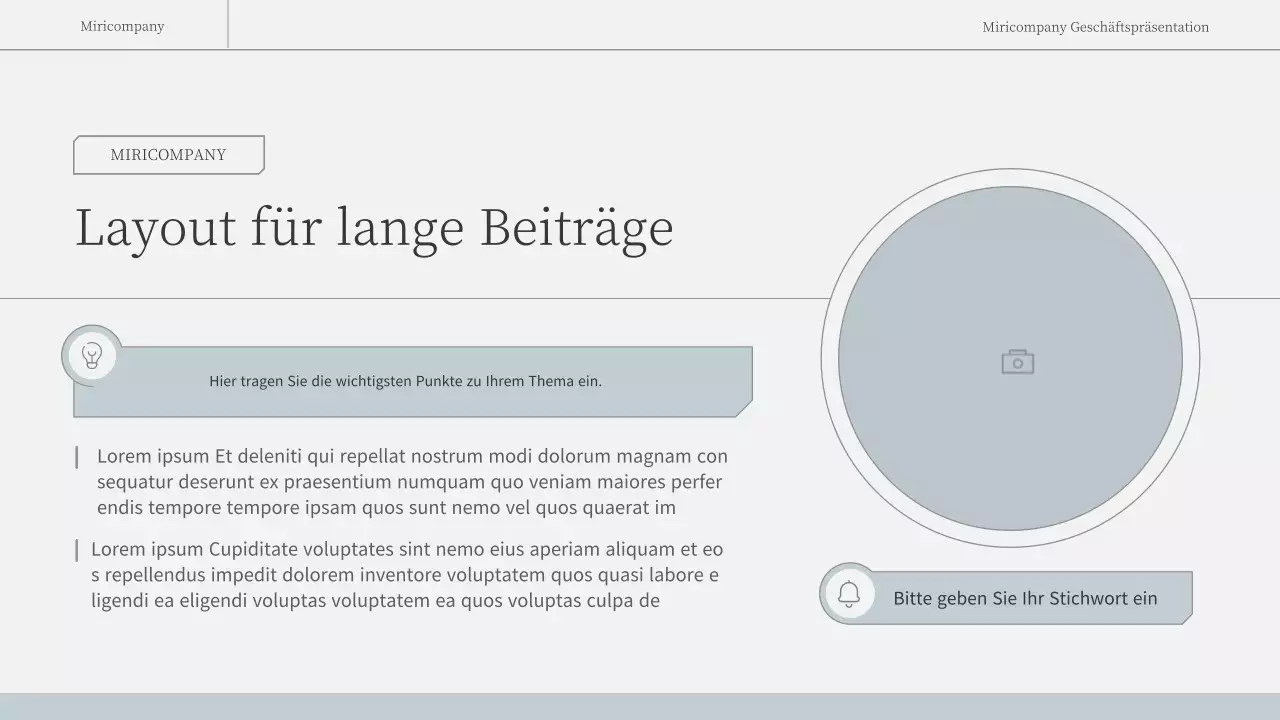 Ein einfacher, emotionaler Geschäftsbericht in Hellblau und Weiß