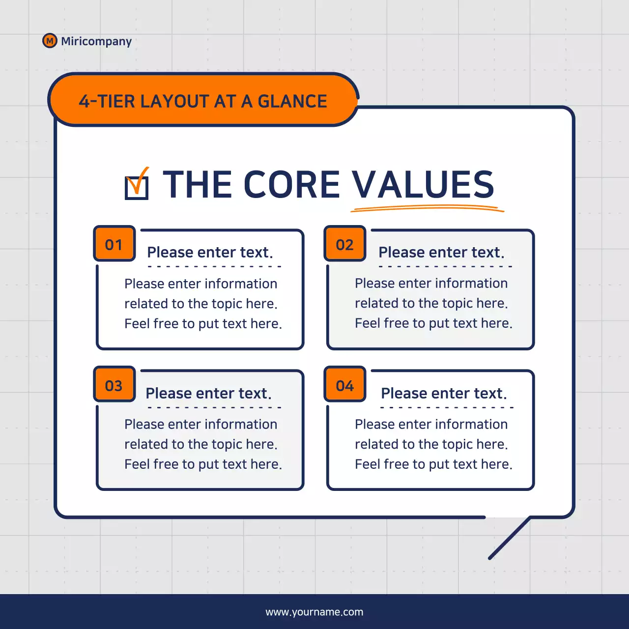 Minimalist business pitch proposal in orange and navy blue