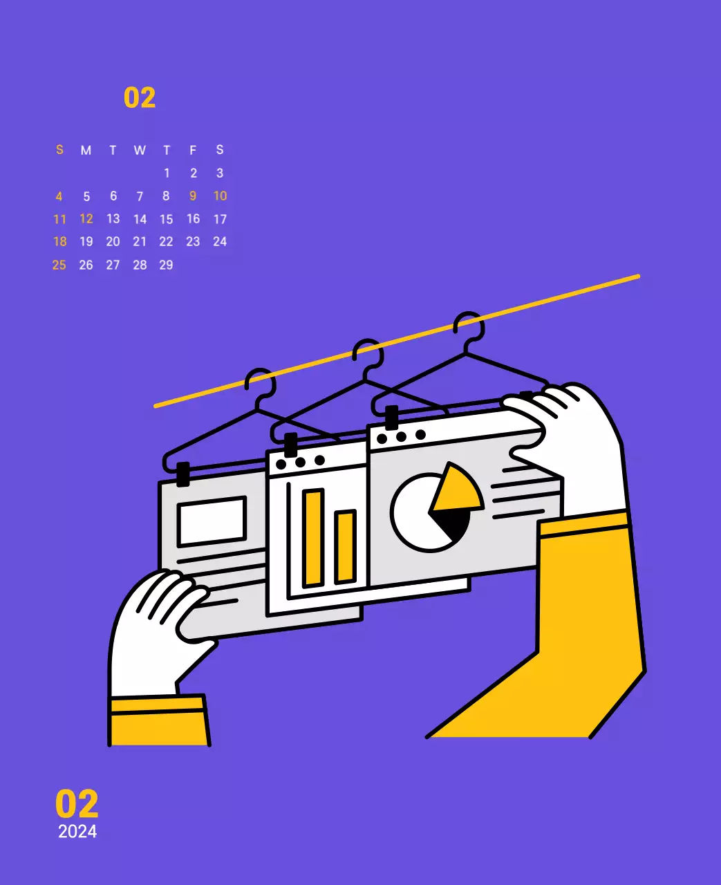 Saubere Linie Illustration auf einem lila Hintergrund