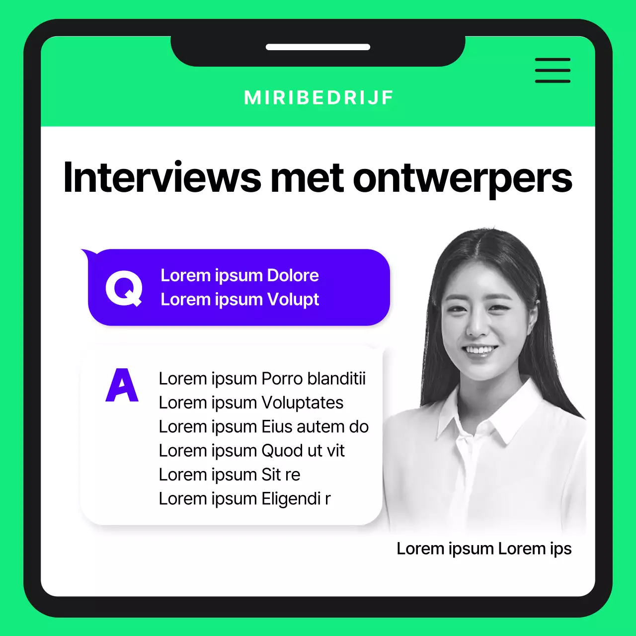 Een schattige ontwerper in paars en chartreuse inhuren