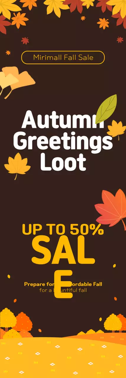 A fall shopping sale featuring illustrations of leaves in vibrant fall colors.