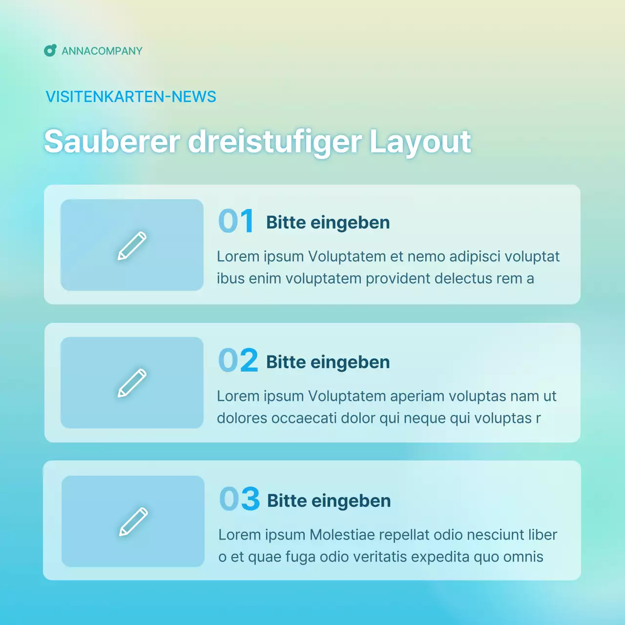 Ein schlichter Leitfaden für den Corporate Newsletter in Hellblau und Mintgrün