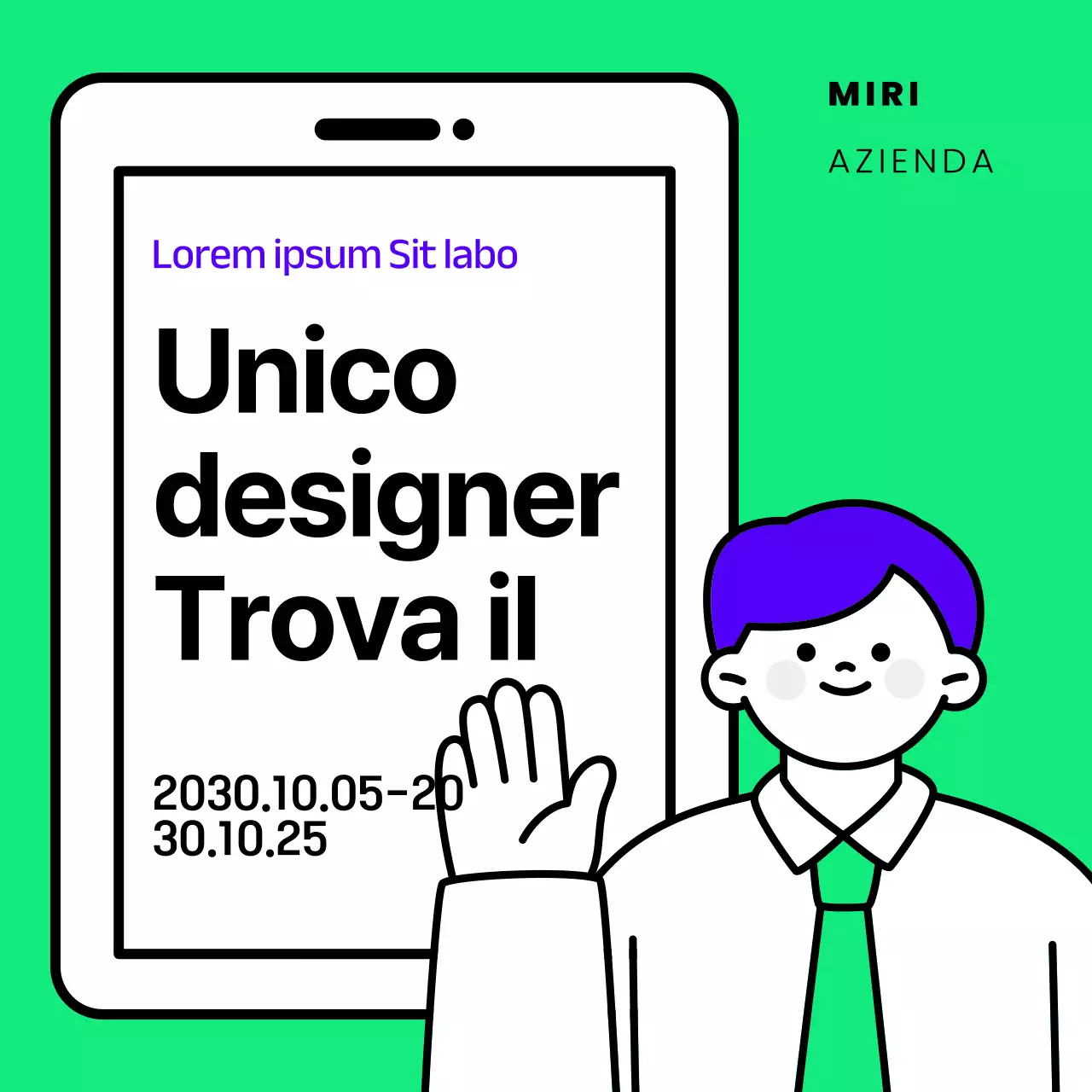 Assunzione di un designer carino in viola e chartreuse