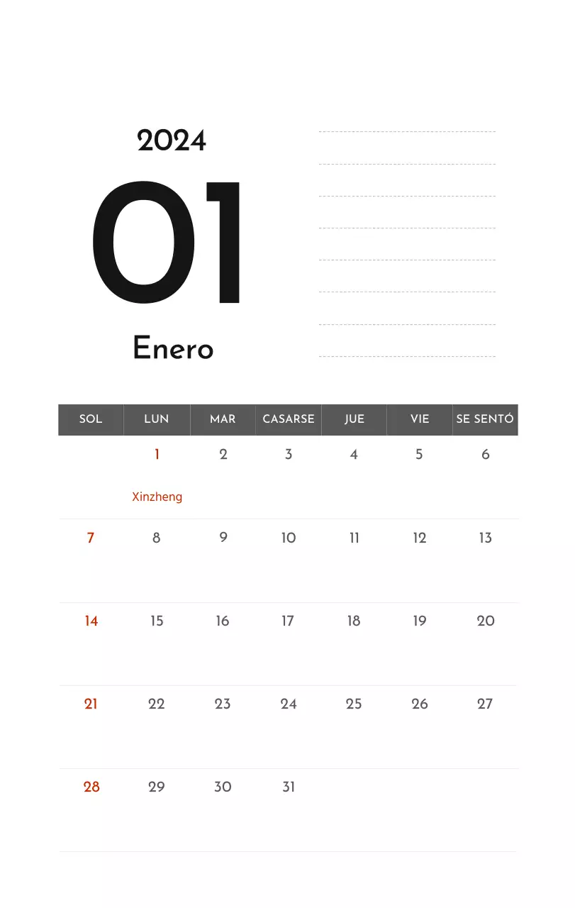 Un sencillo calendario corporativo en gris