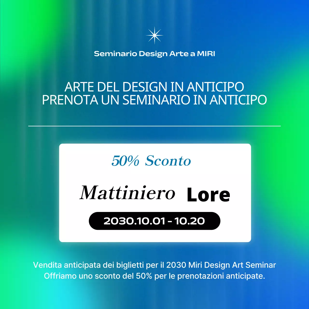 Promozione di seminari d'arte in blu e chartreuse cibernetico