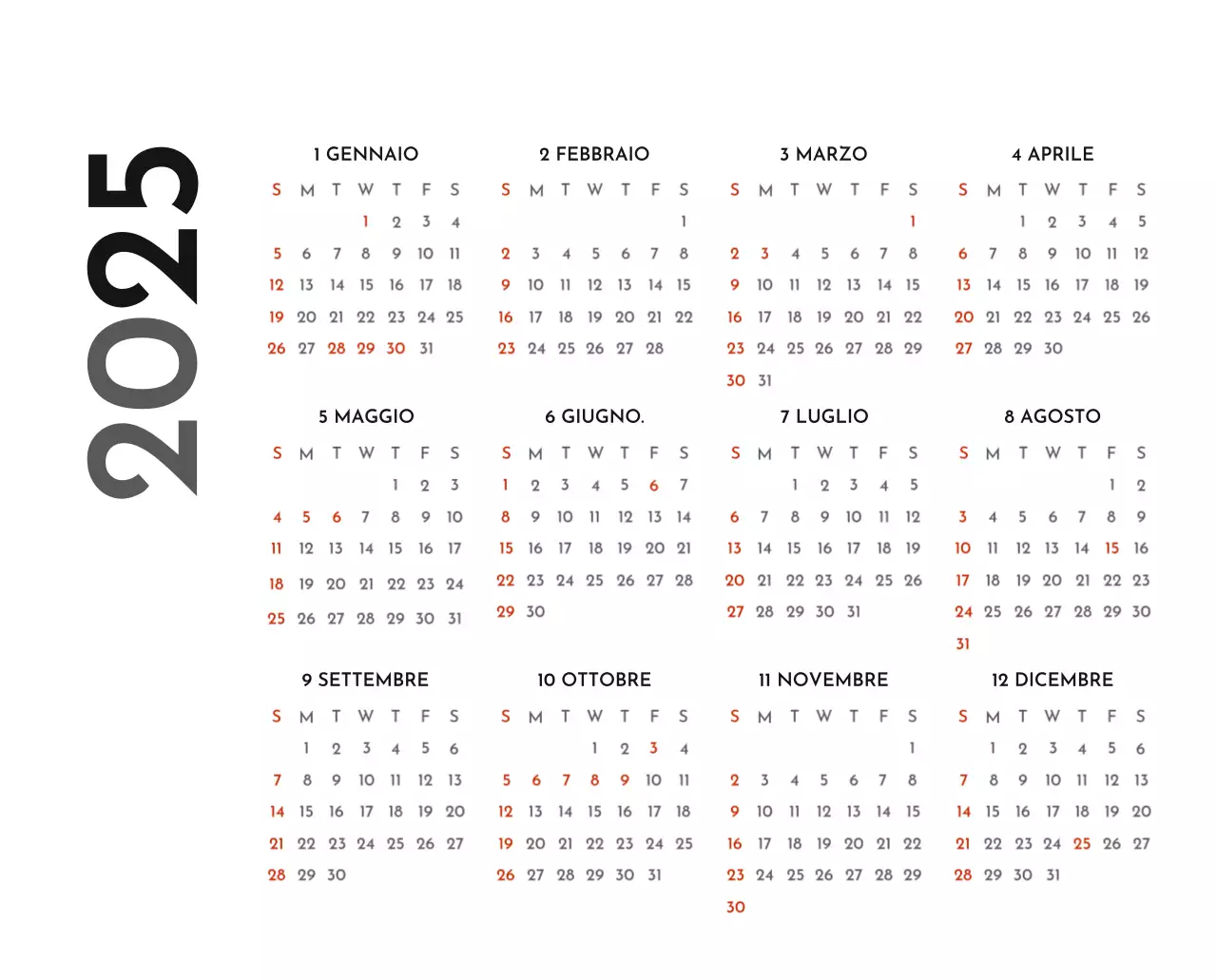 Un semplice calendario aziendale in grigio