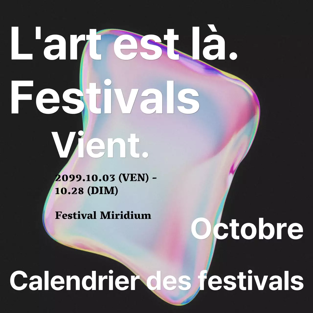 Annonce d'un festival d'art kitsch avec un arc-en-ciel de couleurs roses