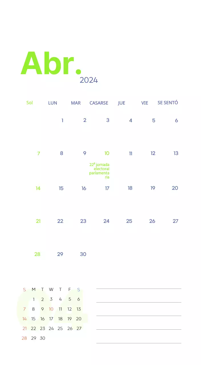 Calendario laboral con bellas ilustraciones