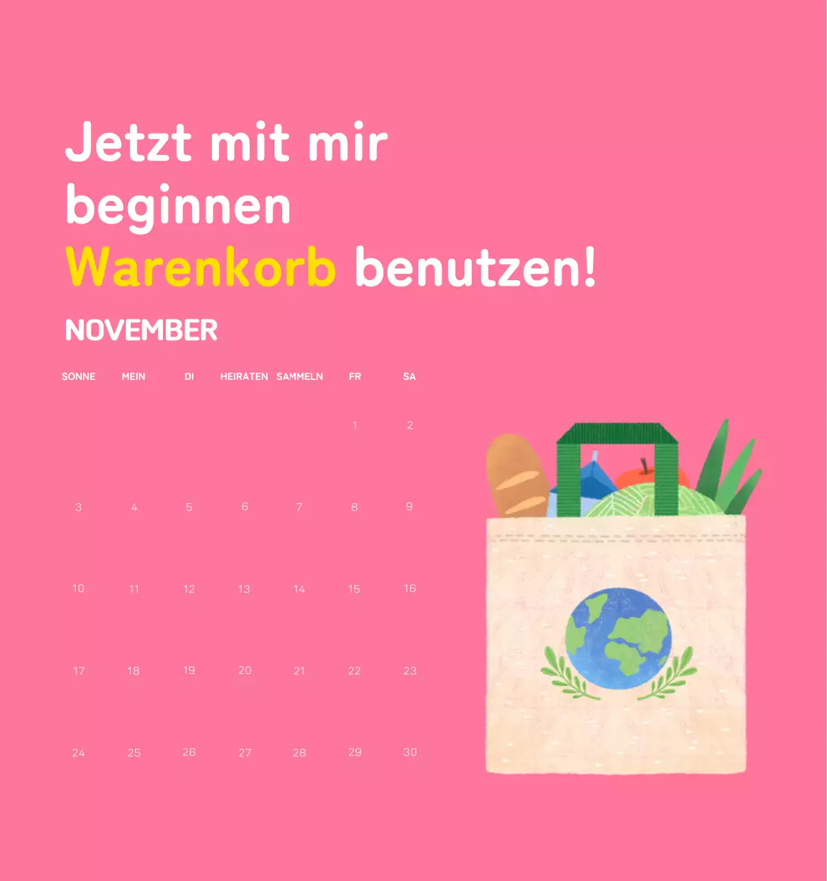 Mit farbenfrohen Illustrationen von Menschen und dem Planeten wird die Weihnachtszeit gefeiert.