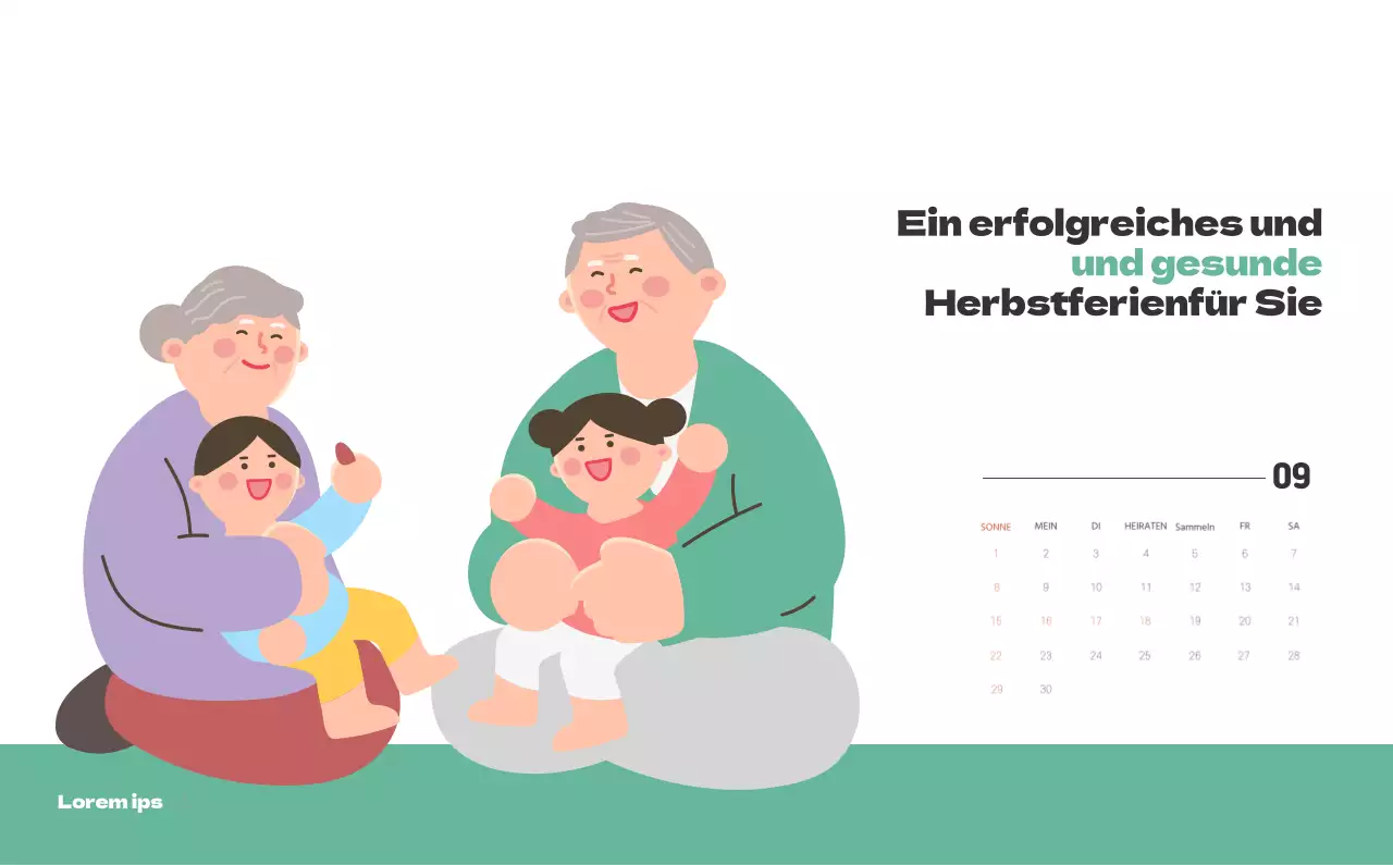 Ein festliches Krankenhaus mit Illustrationen zum Thema Gesundheit und Familie und farbenfrohen Akzenten