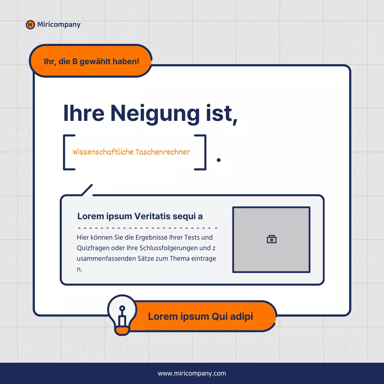 Minimalistischer Vorschlag für ein Geschäftsfeld in Orange und Marineblau