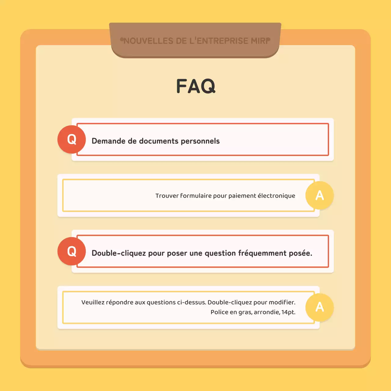 Une lettre d'information d'entreprise kitsch en rouge et jaune