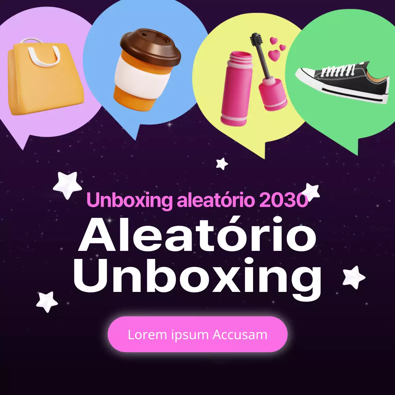 Promover unboxings aleatórios giros em rosa e roxo